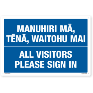 Products: Te Reo All Visitors Please Sign In Safety Sign SafeTradie