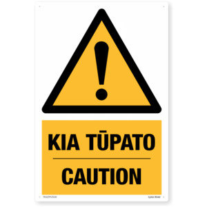 Products: Te Reo Caution Safety Sign SafeTradie