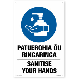 Products: Te Reo Sanitise Your Hands Safety Sign – SafeTradie