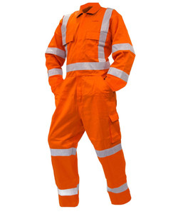 Overalls: 820038 Esko TTMC-W22 Day/Night 200gsm RIPSTOP Cotton Overalls, Orange, Sizes 4 to 16 - Safety Equipment NZ, Tauranga, Hamilton, Cambridge, Rotorua, BOP