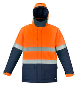 Jackets & Rainwear: ZJ553 Syzmik Unisex Hi-Vis Day/Night Antarctic Softshell Jacket, Orange/Navy, Sizes 2XS to 7XL - Safety Equipment NZ, Tauranga, Hamilton, Cambridge, Rotorua, BOP