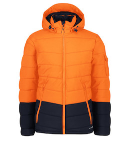Jackets & Rainwear: ZJ240 Syzmik Unisex Day Only Streetworx Hooded Puffer Jacket, Orange/Navy, Sizes 2XS to 7XL - Safety Equipment NZ, Tauranga, Hamilton, Cambridge, Rotorua, BOP