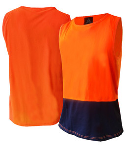 Singlets & Tees: 801097 Esko Hi-Vis Day Only Singlet, Orange/Navy, Sizes S to 8XL - Safety Equipment NZ, Tauranga, Hamilton, Cambridge, Rotorua, BOP