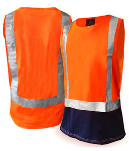 Singlets & Tees: 802002 Esko Hi-Vis Day/Night Singlet, Orange/Navy, Sizes S to 8XL - Safety Equipment NZ, Tauranga, Hamilton, Cambridge, Rotorua, BOP