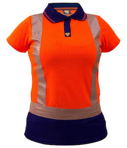 PCP1214 Caution Hi-Vis Day/Night Womens Microfibre Polo, Orange/Navy, Sizes 4 to&hellip;