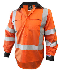 Shirts: 801149 Safe-T-Tec TTMC-W22 Day/Night 155gsm RIPSTOP Cotton Shirt, Orange/Black, Sizes S to 8XL - Safety Equipment NZ, Tauranga, Hamilton, Cambridge, Rotorua, BOP