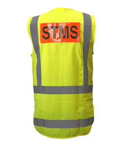 Ttmc W22 Compliant: PCV1504 Caution STMS TTMC-W22 Safety Vest, Yellow, Size 3XS to 14XL - Safety Equipment NZ, Tauranga, Hamilton, Cambridge, Rotorua, BOP
