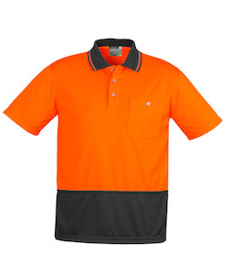 ZH231 Syzmik Unisex Hi Vis Basic Short Sleeve Polo, Orange/Charcoal, Sizes 2XS t&hellip;
