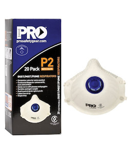 Products: PC321-20 Paramount Safety Disposable P2 Dust Mask + Valve, Box of 20 - Safety Equipment NZ, Tauranga, Hamilton, Cambridge, Rotorua, BOP
