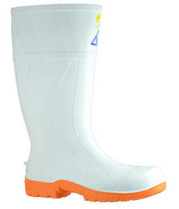 Gumboots: 892-12011 Bata Rigger 400ml PVC White/Orange Steel Toe Safety Gumboot, Sizes 3 to 15 - Safety Equipment NZ, Tauranga, Hamilton, Cambridge, Rotorua, BOP