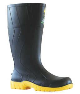 Gumboots: 892-62010 Bata Safemate 400ml PVC Black/Yellow Steel Toe Safety Gumboot, Sizes 3 to 15 - Safety Equipment NZ, Tauranga, Hamilton, Cambridge, Rotorua, BOP