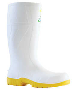 Gumboots: 892-12010 Bata Safemate 400ml PVC White/Yellow Steel Toe Safety Gumboot, Sizes 3 to 15 - Safety Equipment NZ, Tauranga, Hamilton, Cambridge, Rotorua, BOP