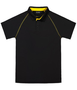 Children's Collection: XTPK Cloke Kids Short Sleeve XT Performance Polo, Black/Gold, Sizes 6 to 14 - Safety Equipment NZ, Tauranga, Hamilton, Cambridge, Rotorua, BOP