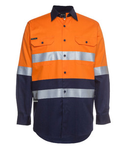 6DNWL JB's Hi-Vis Day/Night Long Sleeve 150g Cotton Work Shirt, Orange/Navy, Siz&hellip;