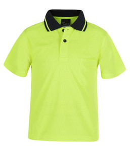 6HVNC JB's Childrens Hi Vis Non Cuff Traditional Polo, Lime, Sizes 2 to 10 - Saf&hellip;