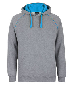 Products: 3CFH JB's Adults Contrast Fleecy Hoodie, 13% Marle/Aqua, Sizes S to 5XL - Safety Equipment NZ, Tauranga, Hamilton, Cambridge, Rotorua, BOP
