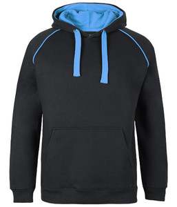 3CFH JB's Adults Contrast Fleecy Hoodie, Black/Aqua, Sizes S to 5XL - Safety Equ&hellip;