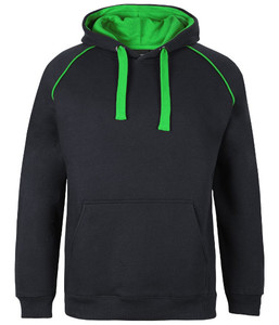3CFH JB's Adults Contrast Fleecy Hoodie, Black/Pea Green, Sizes S to 5XL - Safet&hellip;