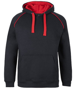 3CFH JB's Adults Contrast Fleecy Hoodie, Black/Red, Sizes S to 5XL - Safety Equi&hellip;