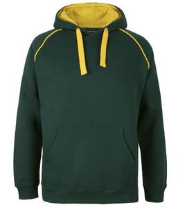 3CFH JB's Adults Contrast Fleecy Hoodie, Bottle/Gold, Sizes S to 5XL - Safety Eq&hellip;