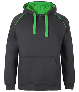 3CFH JB's Adults Contrast Fleecy Hoodie, Gunmetal/Pea Green, Sizes S to 5XL - Sa&hellip;
