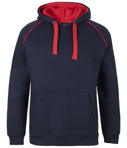 3CFH JB's Adults Contrast Fleecy Hoodie, Navy/Red, Sizes S to 5XL - Safety Equip&hellip;