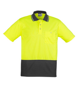 ZH231 Syzmik Unisex Hi Vis Day Only Short Sleeve Basic Polo, Yellow/Charcoal, Si&hellip;