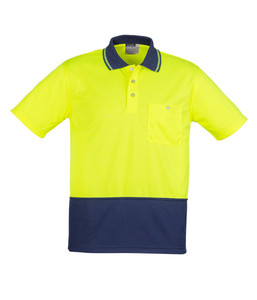 ZH231 Syzmik Unisex Hi Vis Day Only Short Sleeve Basic Polo, Yellow/Navy, Sizes &hellip;