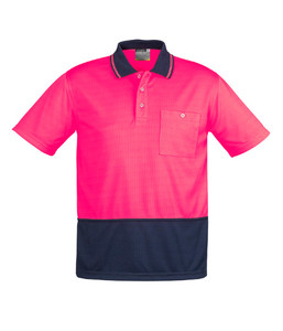 ZH231 Syzmik Unisex Hi Vis Day Only Short Sleeve Basic Polo, Pink/Navy, Sizes 2X&hellip;