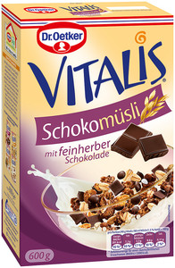 Products: Dr. Oetker Vitalis Mildly Bitter Chocolate Muesli BB 30/11/2025