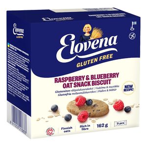Products: Elovena Raspberry Blueberry Oat Biscuit Snacks (9pack) (GF) BB 27/11/2025