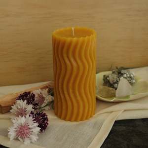 Frontpage: Vertical Wave Pillar Beeswax Candle