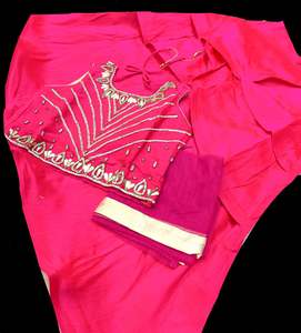Hot Pink colour raw silk based stone work beautiful kids lehnga