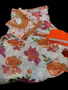 Golden silk based embroidery & stone work blouse with golden cream colour printe&hellip;