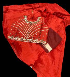 Kids: Maroon colour raw silk based stone work beautiful kids lehnga