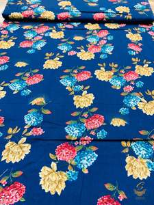 Nevi blue colour beautiful floral print cotton Fabric (per meter) 108cm