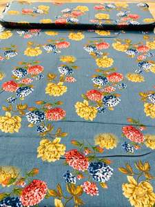 Grey colour beautiful floral print cotton Fabric (per meter) 108cm