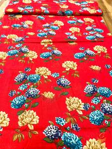 Cotton: Red colour beautiful floral print cotton Fabric (per meter) 108cm
