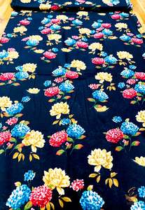 Cotton: Black colour beautiful floral print cotton Fabric (per meter) 108cm
