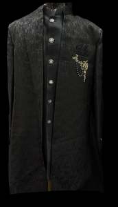 (Plus size )(Video clip attached)Black Raw silk based heavy embroidery work with&hellip;