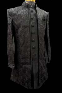 (Video clip attached)Black Raw silk based heavy embroidery work with all over se&hellip;