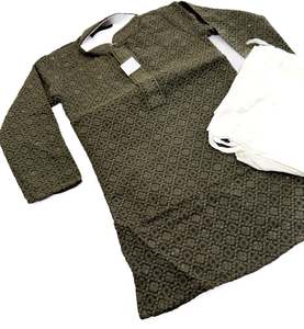 Henna Green color Pure rayon based chikankari with sequined work kids kurta with pajama