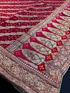 Dupatta: Maroon color Banarsi zari work with full of handwork Dupatta all over on chiffon georgette based Fabric (Bridal /semi Bridal or roka dupatta )