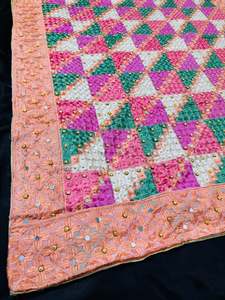Pure chiffon based very Heavy work Phulkari dupatta all over stone work and mirror