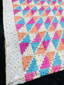 Phulkari Dupatta: Pure chiffon based very Heavy work Phulkari dupatta all over stone work and mirror