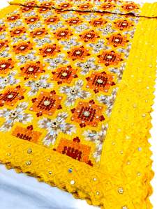 Pure chiffon based very Heavy work Phulkari dupatta all over stone work and mirror