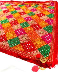 Pure chiffon based very Heavy work Phulkari dupatta all over stone work and mirror