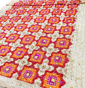 Phulkari Dupatta: Pure chiffon based very Heavy work Phulkari dupatta all over stone work and mirror
