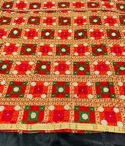 Phulkari Dupatta: Pure chiffon based very Heavy work Phulkari dupatta all over stone work
