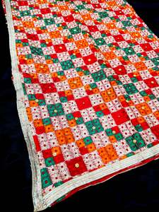 Pure chiffon based very Heavy work Phulkari dupatta all over stone work